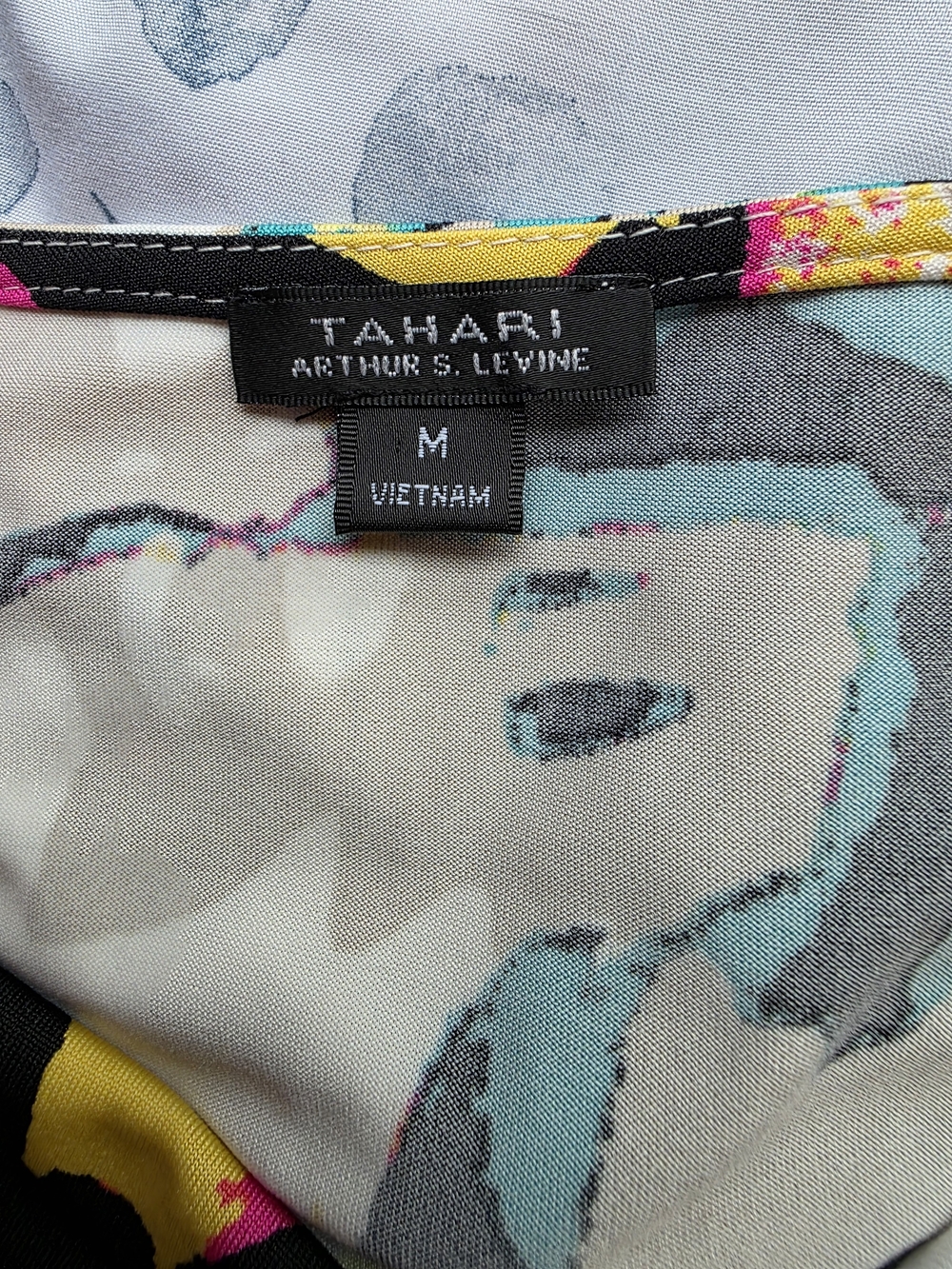Tahari Multicolour Abstract Print Cowl Neck Sleeveless Top Size Large - Picture 3 of 11